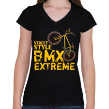 PRINTFASHION Bmx - Női V-nyakú póló - Fekete női póló