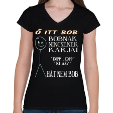 PRINTFASHION Bob - Női V-nyakú póló - Fekete női póló
