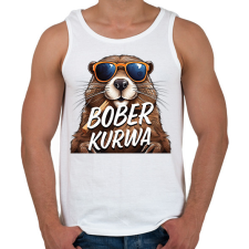 PRINTFASHION Bober Kurwa - Férfi atléta - Fehér atléta, trikó