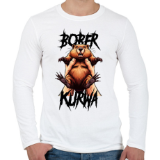 PRINTFASHION Bober Kurwa - Férfi hosszú ujjú póló - Fehér