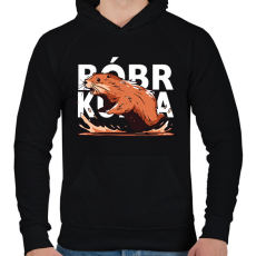 PRINTFASHION Bober Kurwa - Férfi kapucnis pulóver - Fekete