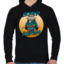 PRINTFASHION Bober kurwa - Férfi kapucnis pulóver - Fekete férfi pulóver, kardigán