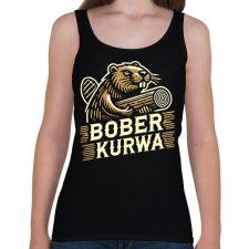 PRINTFASHION Bober kurwa - Női atléta - Fekete női trikó