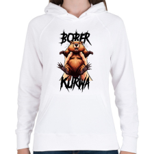 PRINTFASHION Bober Kurwa - Női kapucnis pulóver - Fehér női pulóver, kardigán