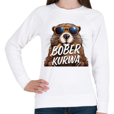 PRINTFASHION Bober Kurwa - Női pulóver - Fehér női pulóver, kardigán