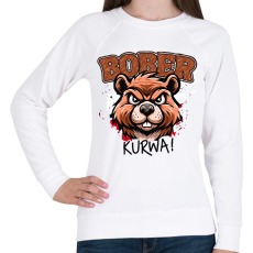 PRINTFASHION Bober kurwa - Női pulóver - Fehér