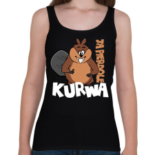 PRINTFASHION Bober Kurwa - White - Női atléta - Fekete női trikó