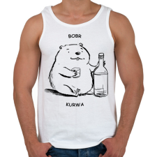 PRINTFASHION Bobr - vonalas - Férfi atléta - Fehér atléta, trikó