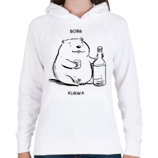 PRINTFASHION Bobr - vonalas - Női kapucnis pulóver - Fehér