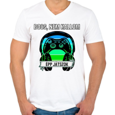 PRINTFASHION Bocs nem hallom, épp játszok - Férfi V-nyakú póló - Fehér