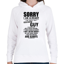 PRINTFASHION Bocsi, foglalt vagyok - Női kapucnis pulóver - Fehér női pulóver, kardigán