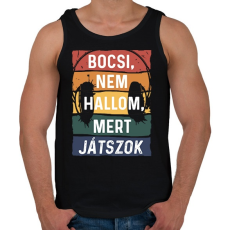 PRINTFASHION Bocsi, nem hallom, mert játszok - Férfi atléta - Fekete