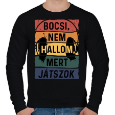 PRINTFASHION Bocsi, nem hallom, mert játszok - Férfi pulóver - Fekete női pulóver, kardigán