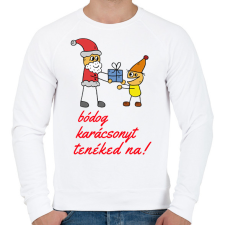 PRINTFASHION bódog karácsonyt tenéked na - Férfi pulóver - Fehér férfi pulóver, kardigán