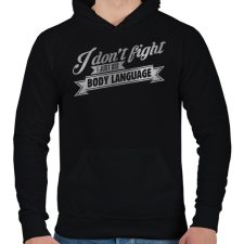 PRINTFASHION Body language - Férfi kapucnis pulóver - Fekete férfi pulóver, kardigán