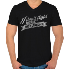 PRINTFASHION Body language - Férfi V-nyakú póló - Fekete