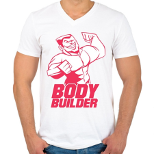 PRINTFASHION BodyBuilder - Férfi V-nyakú póló - Fehér férfi póló