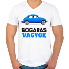 PRINTFASHION BOGARAS VAGYOK - Férfi V-nyakú póló - Fehér férfi póló