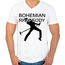 PRINTFASHION Bohemian Rhapsody - Férfi V-nyakú póló - Fehér férfi póló