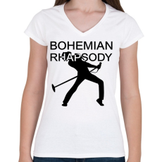 PRINTFASHION Bohemian Rhapsody - Női V-nyakú póló - Fehér