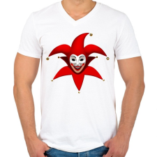 PRINTFASHION Bohócos póló - Férfi V-nyakú póló - Fehér férfi póló