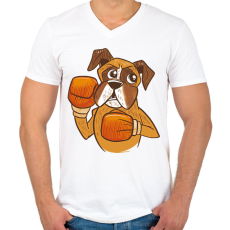 PRINTFASHION Bokszoló boxer - Férfi V-nyakú póló - Fehér