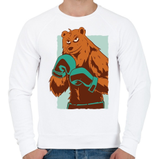 PRINTFASHION Bokszoló medve - Férfi pulóver - Fehér
