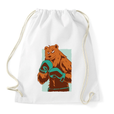 PRINTFASHION Bokszoló medve - Sportzsák, Tornazsák - Fehér tornazsák