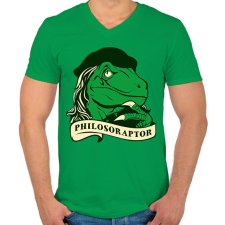 PRINTFASHION Bölcs raptor - Férfi V-nyakú póló - Zöld férfi póló