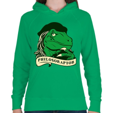 PRINTFASHION Bölcs raptor - Női kapucnis pulóver - Zöld női pulóver, kardigán