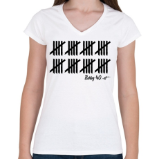 PRINTFASHION Boldog 40 Srtigula - Női V-nyakú póló - Fehér