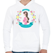 PRINTFASHION Boldog anyák napját - Férfi kapucnis pulóver - Fehér férfi pulóver, kardigán