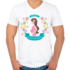 PRINTFASHION Boldog anyák napját - Férfi V-nyakú póló - Fehér