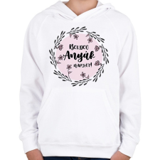 PRINTFASHION Boldog Anyák napját - Virágos - Gyerek kapucnis pulóver - Fehér gyerek pulóver, kardigán