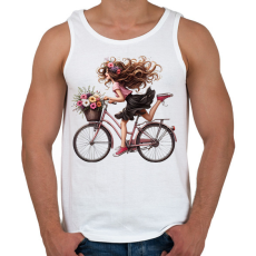 PRINTFASHION Boldog biciklis lány - Férfi atléta - Fehér