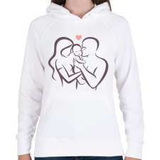 PRINTFASHION Boldog család - Női kapucnis pulóver - Fehér női pulóver, kardigán