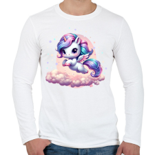 PRINTFASHION Boldog egyszarvú - Férfi hosszú ujjú póló - Fehér férfi póló