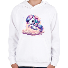 PRINTFASHION Boldog egyszarvú - Gyerek kapucnis pulóver - Fehér