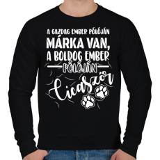 PRINTFASHION Boldog ember pólóján cicaszőr - Férfi pulóver - Fekete
