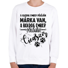 PRINTFASHION Boldog ember pólóján cicaszőr - Gyerek pulóver - Fehér