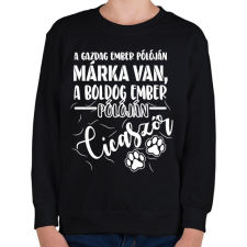 PRINTFASHION Boldog ember pólóján cicaszőr - Gyerek pulóver - Fekete gyerek pulóver, kardigán