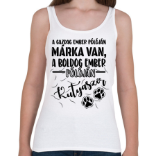 PRINTFASHION Boldog ember pólóján kutyaszőr - Női atléta - Fehér női trikó