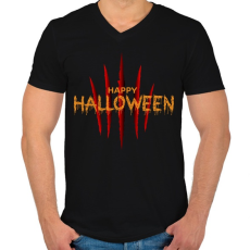 PRINTFASHION Boldog Halloween Vörös Karmok - Férfi V-nyakú póló - Fekete
