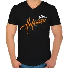 PRINTFASHION Boldog Halloweent 3 - Férfi V-nyakú póló - Fekete férfi póló