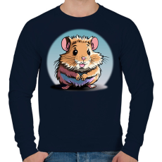 PRINTFASHION Boldog hörcsög - Férfi pulóver - Sötétkék