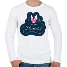 PRINTFASHION Boldog Húsvétot - Nyuszifüllel - Férfi hosszú ujjú póló - Fehér férfi póló