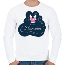 PRINTFASHION Boldog Húsvétot - Nyuszifüllel - Férfi pulóver - Fehér