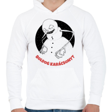 PRINTFASHION BOLDOG KARÁCSONYT - Férfi kapucnis pulóver - Fehér férfi pulóver, kardigán