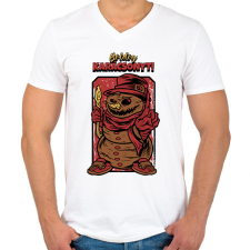 PRINTFASHION BOLDOG KARÁCSONYT  - Férfi V-nyakú póló - Fehér férfi póló