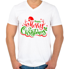 PRINTFASHION boldog karácsonyt - Férfi V-nyakú póló - Fehér férfi póló